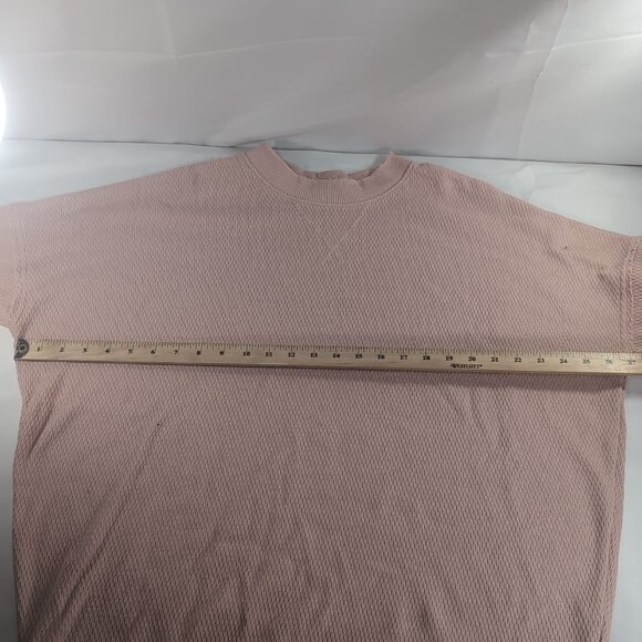 Aerie Oversized Waffle Knit Sweater Pink XS Distressed Long Sleeve Drop Shoulder - Picture 6 of 15